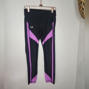 Under Armour Black And Purple Compression Leggings Size Small